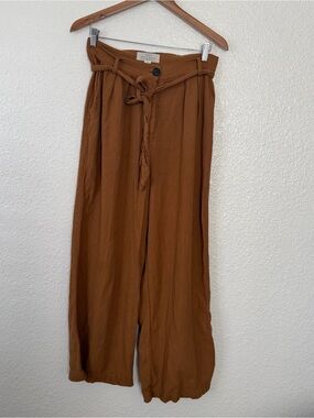 Birds of Paradise   High-Rise Wide Leg  Pants in Rust Brown with Tie Waist 6